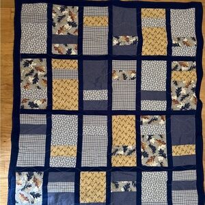 Leaf Patterned Brown and Cream Quilt